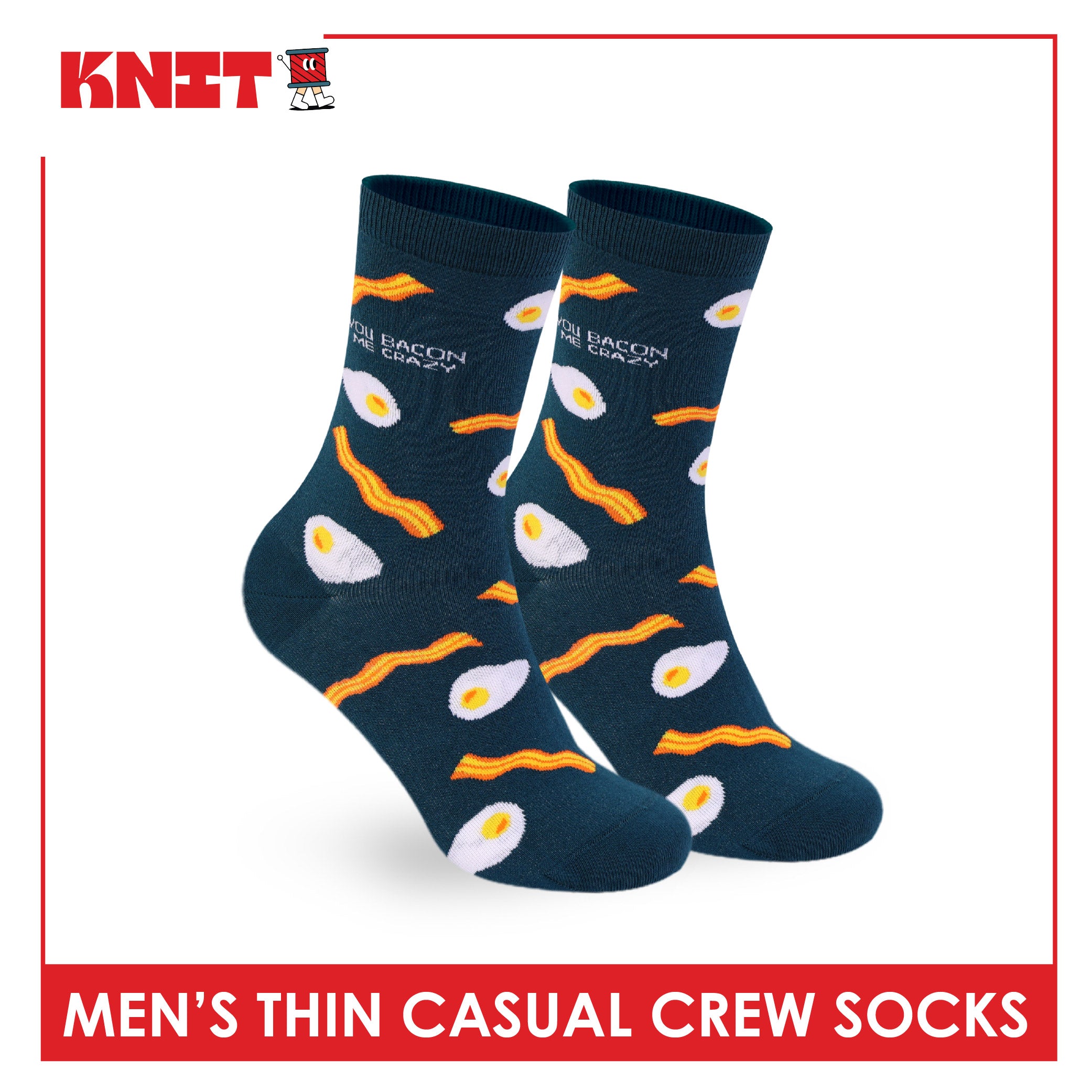 Knit Men's Cotton Thin Casual Crew Socks 1 pair KMC611