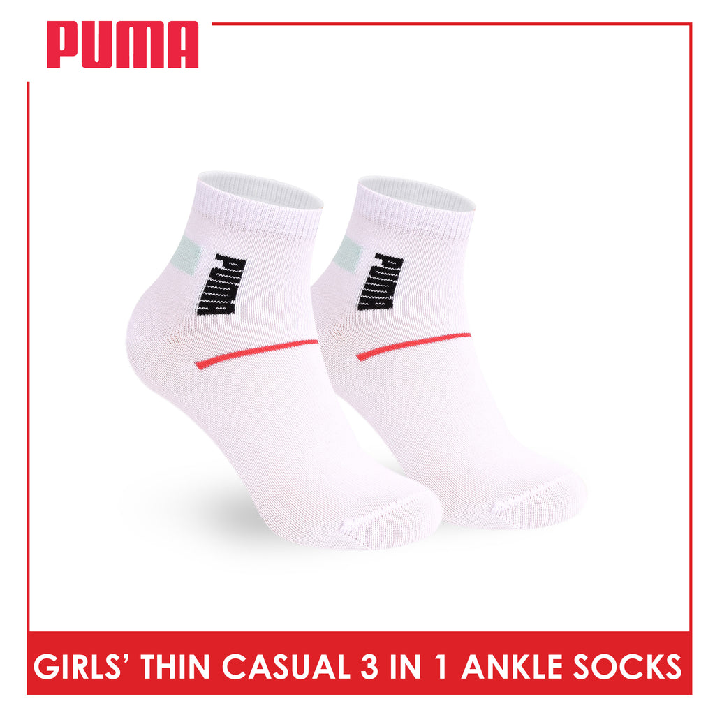 Puma Girl's Cotton Thin Casual Ankle Socks 3 pairs in 1 pack PGCG611