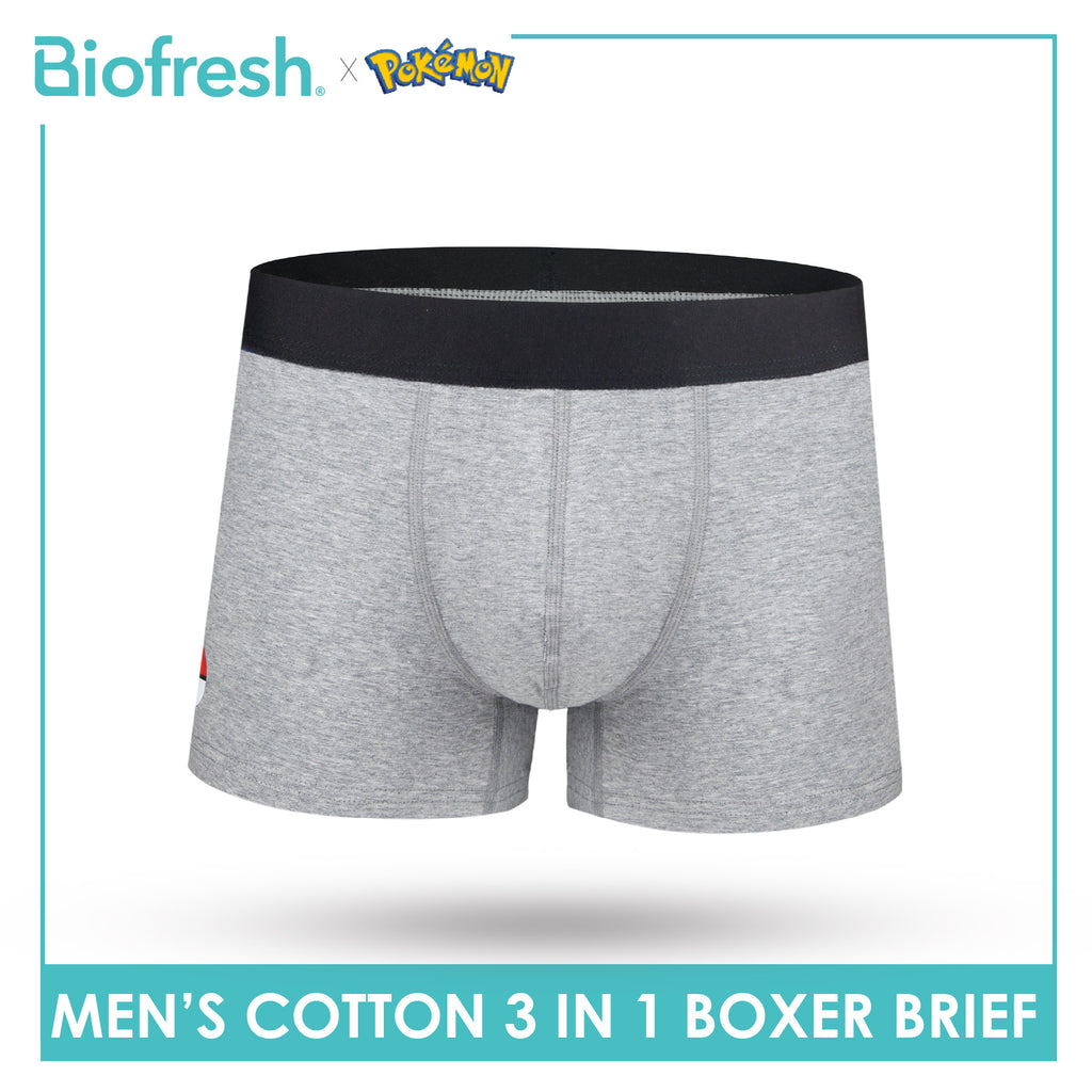 Biofresh | Pokemon Men's Antimicrobial Cotton Boxer Brief 3 pieces in a pack PKMBBG631