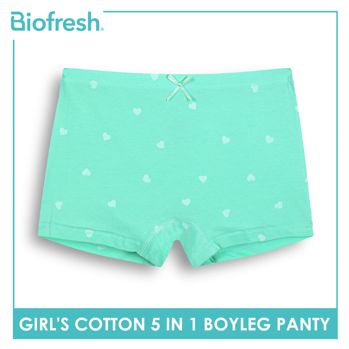 Biofresh Girls’ Antimicrobial Cotton Boyleg Panty 5 pieces in a pack UGPBG621F