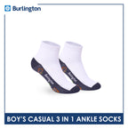 Burlington Boys’ Cotton Casual Ankle Socks 3 pairs in 1 pack BBCKG80