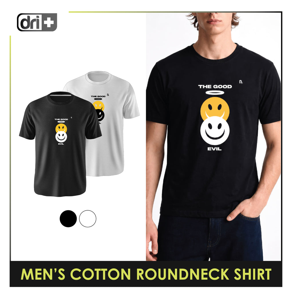 Dri Plus Men’s Anti-Odor Sweat Wicking Cotton The Good Evil Roundneck Shirt 1 piece DUMSRC612