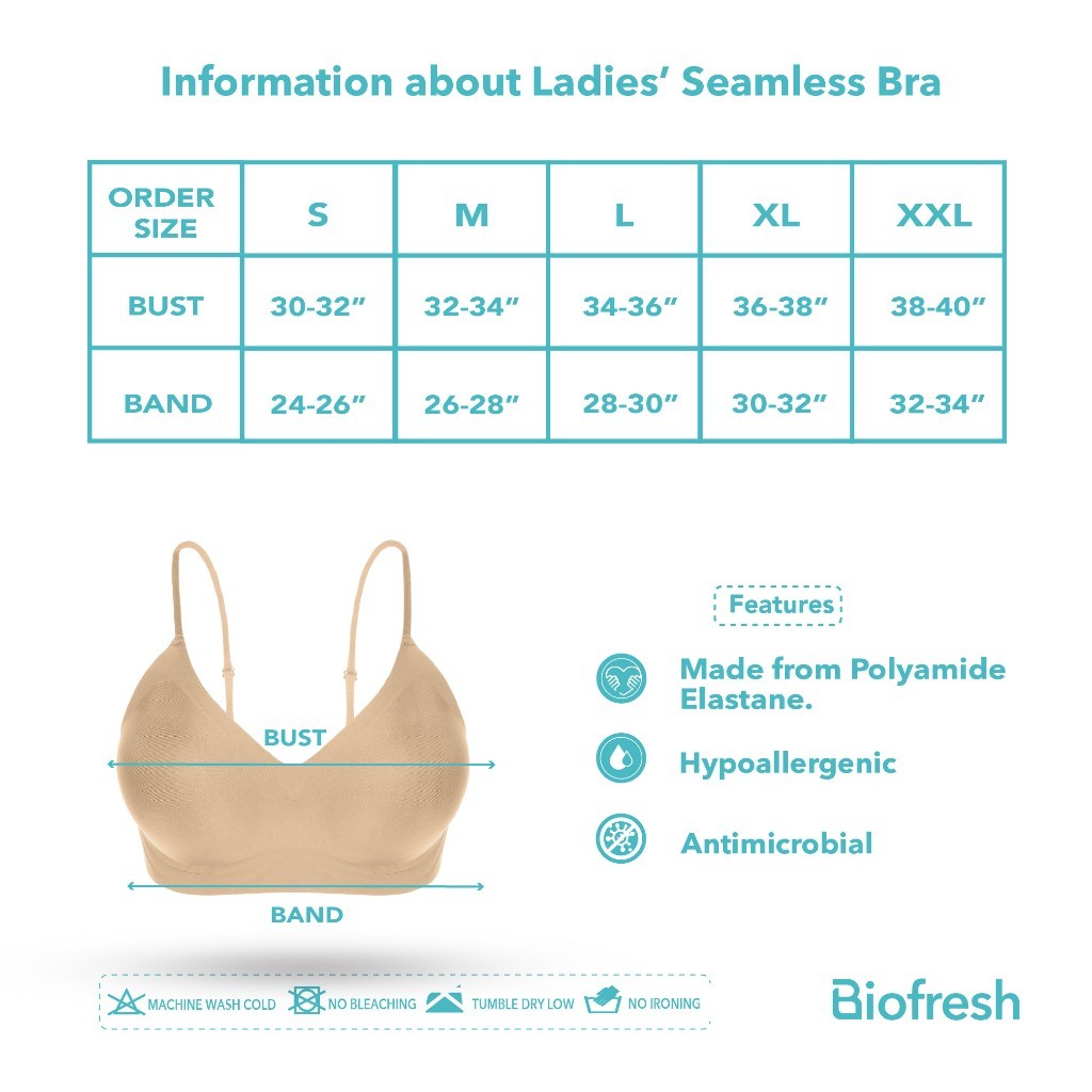 Biofresh Ladies’ Seamless Full Comfort Bra 1 piece ULBR623