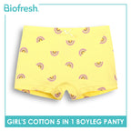 Biofresh Girls’ Antimicrobial Cotton Boyleg Panty 5 pieces in a pack UGPBG621F