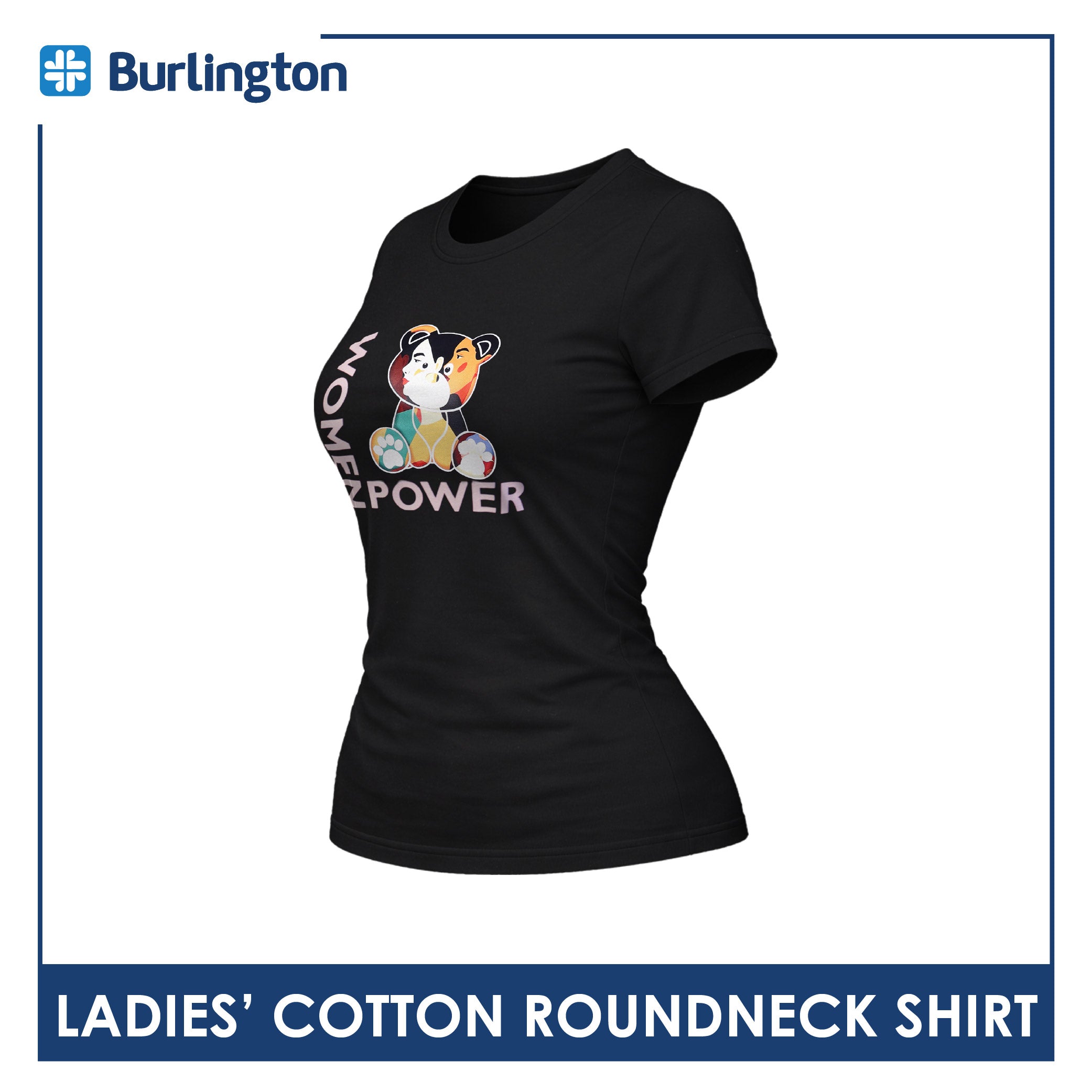 Burlington Ladies' Cotton Bearlington Women’s Month Roundneck Shirt 1pc TBLDSRWM1