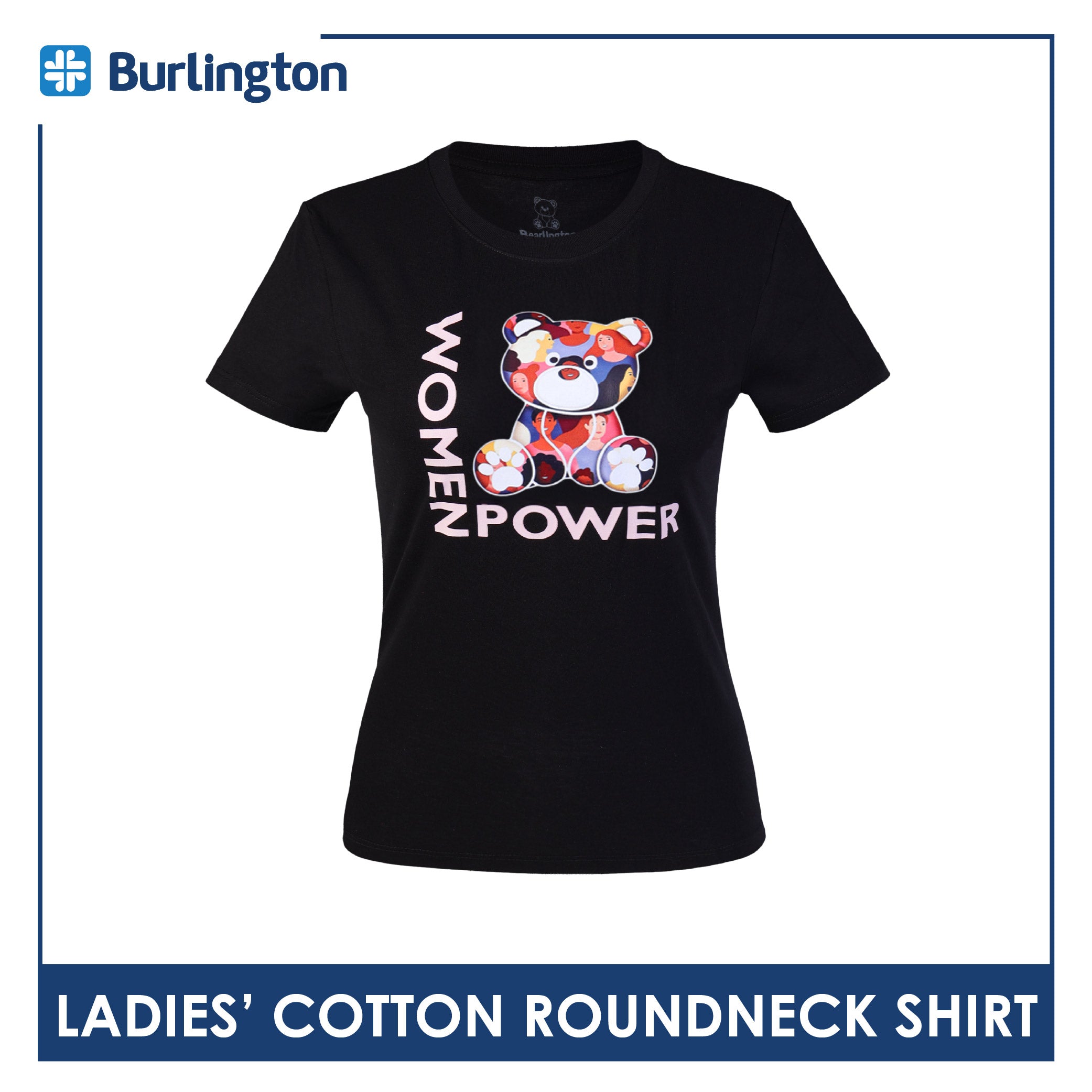 Burlington Ladies' Cotton Bearlington Women’s Month Roundneck Shirt 1pc TBLDSRWM3