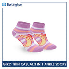 Burlington Girl's Cotton Thin Casual Ankle Socks 3 pairs in 1 pack BGCG612