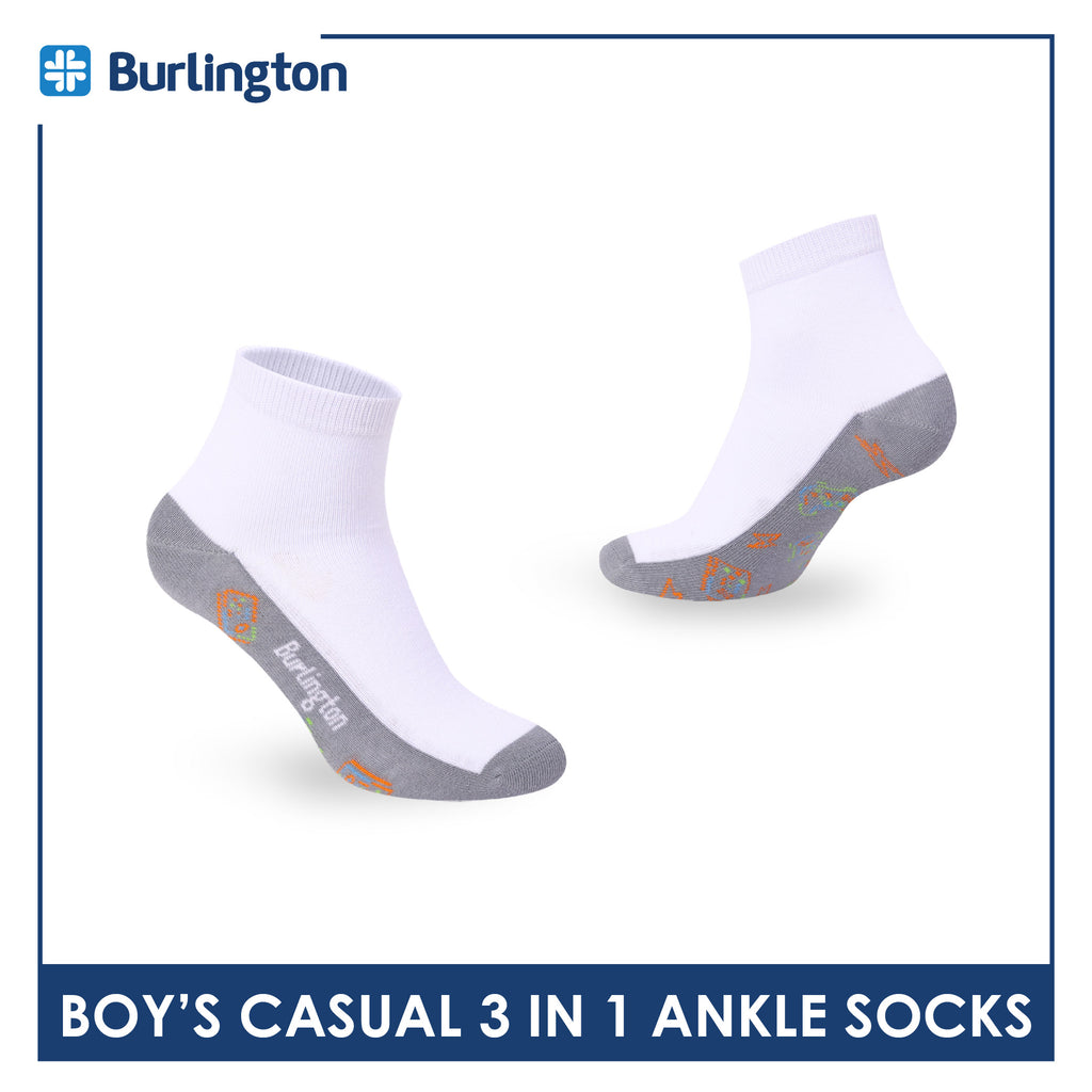 Burlington Boys’ Cotton Casual Ankle Socks 3 pairs in 1 pack BBCKG80