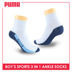 Puma Boys’ Cotton Thick Sports Ankle Socks 3 pairs in a pack PBSKG20