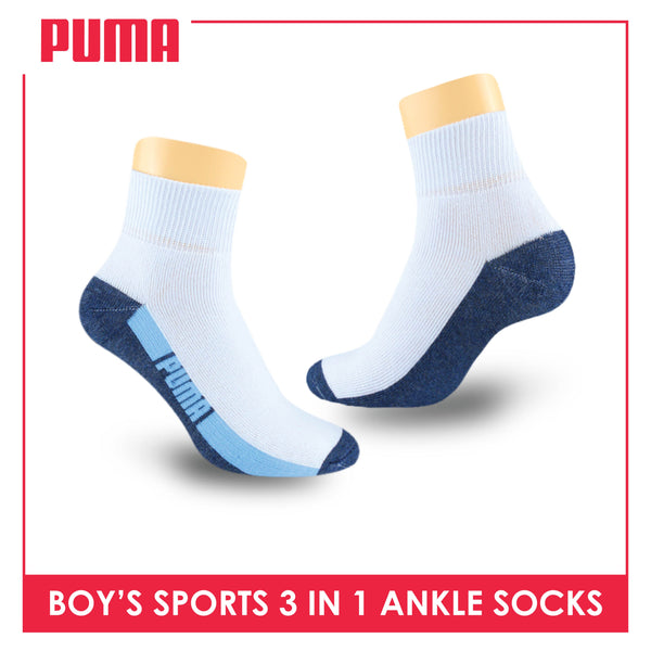 Puma Boys’ Cotton Thick Sports Ankle Socks 3 pairs in a pack PBSKG20