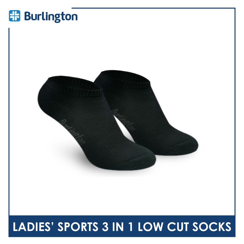 Burlington Ladies' Cotton Lite Thick Sports Low Cut Socks 3 pairs in 1 pack BLL-220
