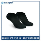 Burlington Ladies' Cotton Lite Thick Sports Low Cut Socks 3 pairs in 1 pack BLL-220