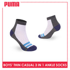 Puma Boys’ Cotton Thin Casual Ankle Socks 3 pairs in 1 pack PBCG612