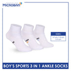 Microban Boys' Cotton Thick Sports Ankle Socks 3 pairs in a pack VBSKG14