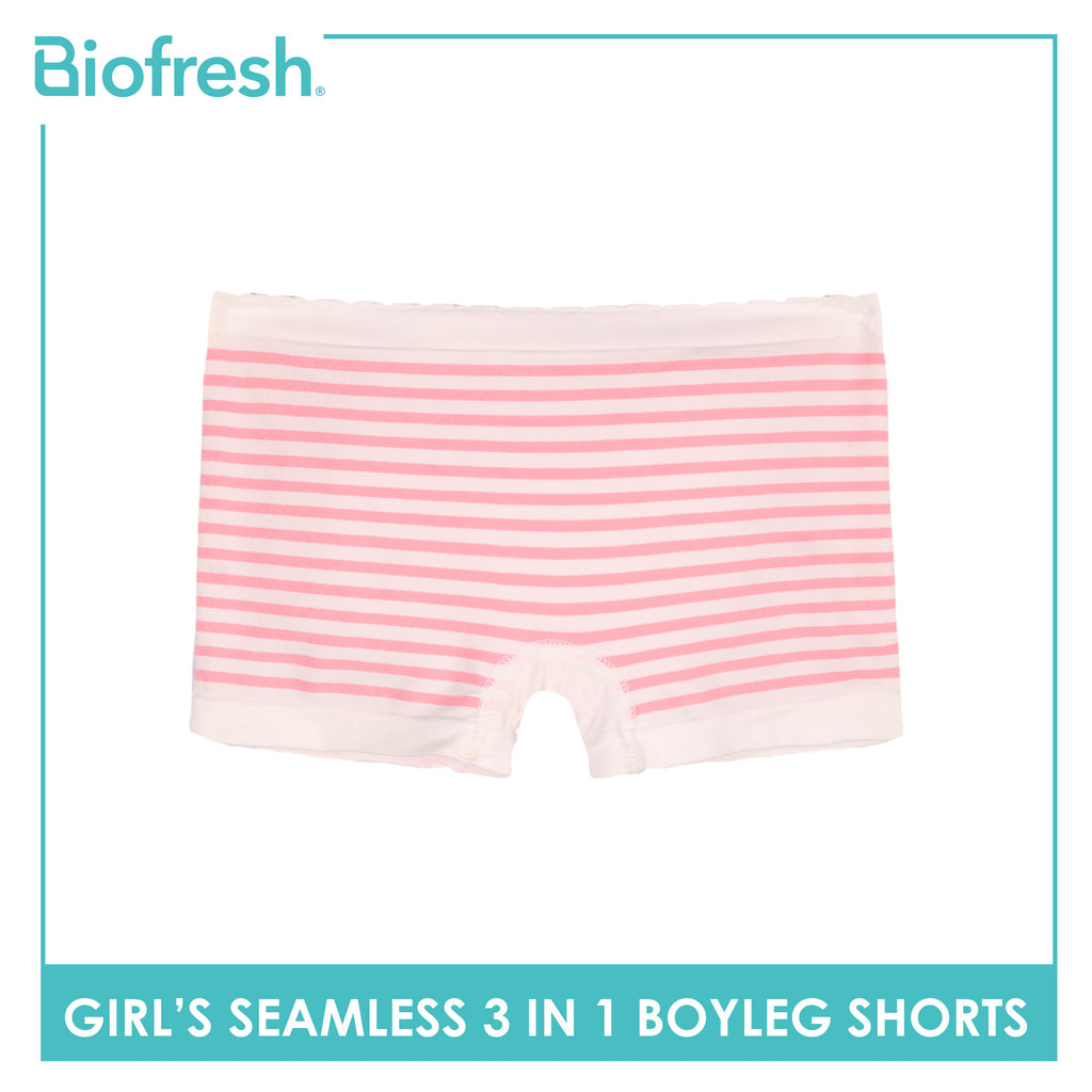 Biofresh Girls’ Antimicrobial Seamless Panty Boyleg Shorts 3 pieces in a pack UGPBG4