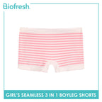 Biofresh Girls’ Antimicrobial Seamless Panty Boyleg Shorts 3 pieces in a pack UGPBG4