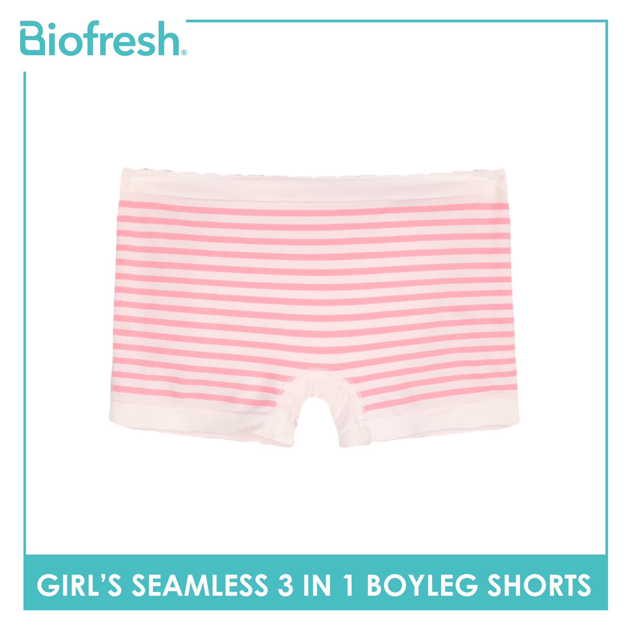 Biofresh Girls’ Antimicrobial Seamless Panty Boyleg Shorts 3 pieces in a pack UGPBG4