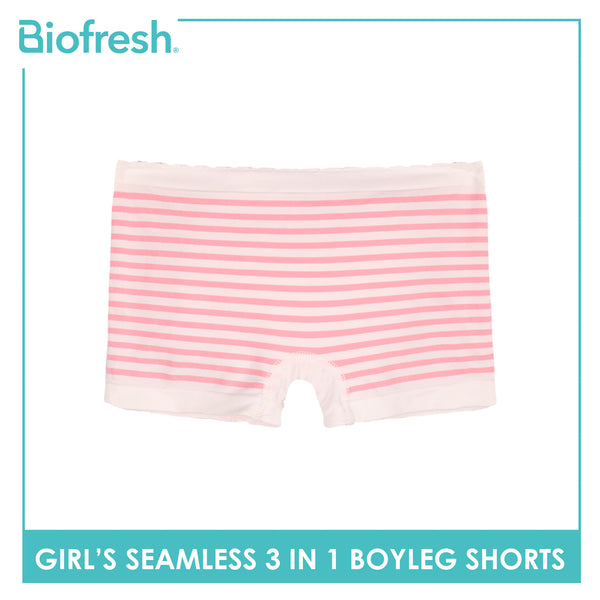Biofresh Girls’ Antimicrobial Seamless Panty Boyleg Shorts 3 pieces in a pack UGPBG4