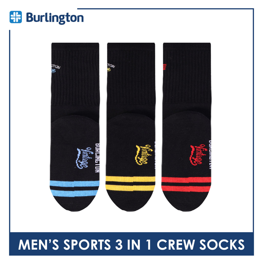 Burlington | Vintage Men’s Cotton Embroidered Thick Sports Crew Socks 1 pair BMSEG612