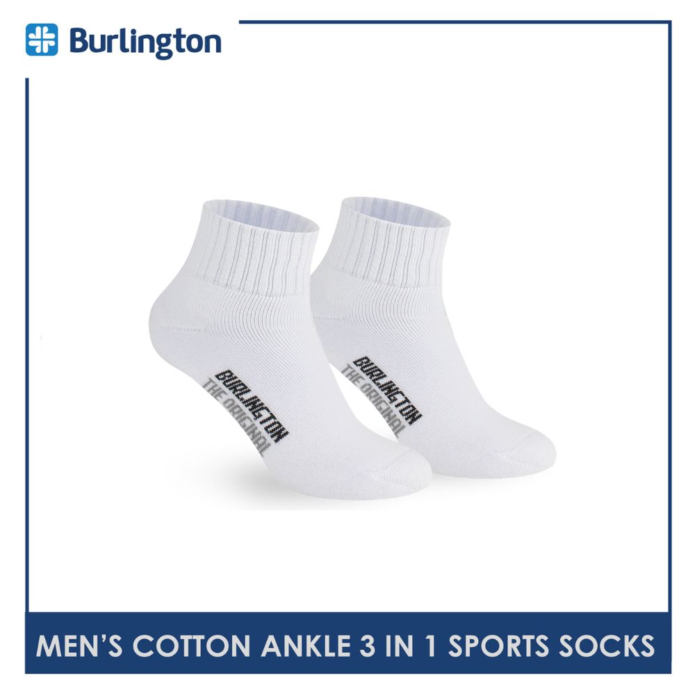 Burlington Men's Cotton Thick Sports Ankle Socks 3 pairs in a pack 0222