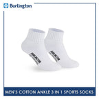 Burlington Men's Cotton Thick Sports Ankle Socks 3 pairs in a pack 0222