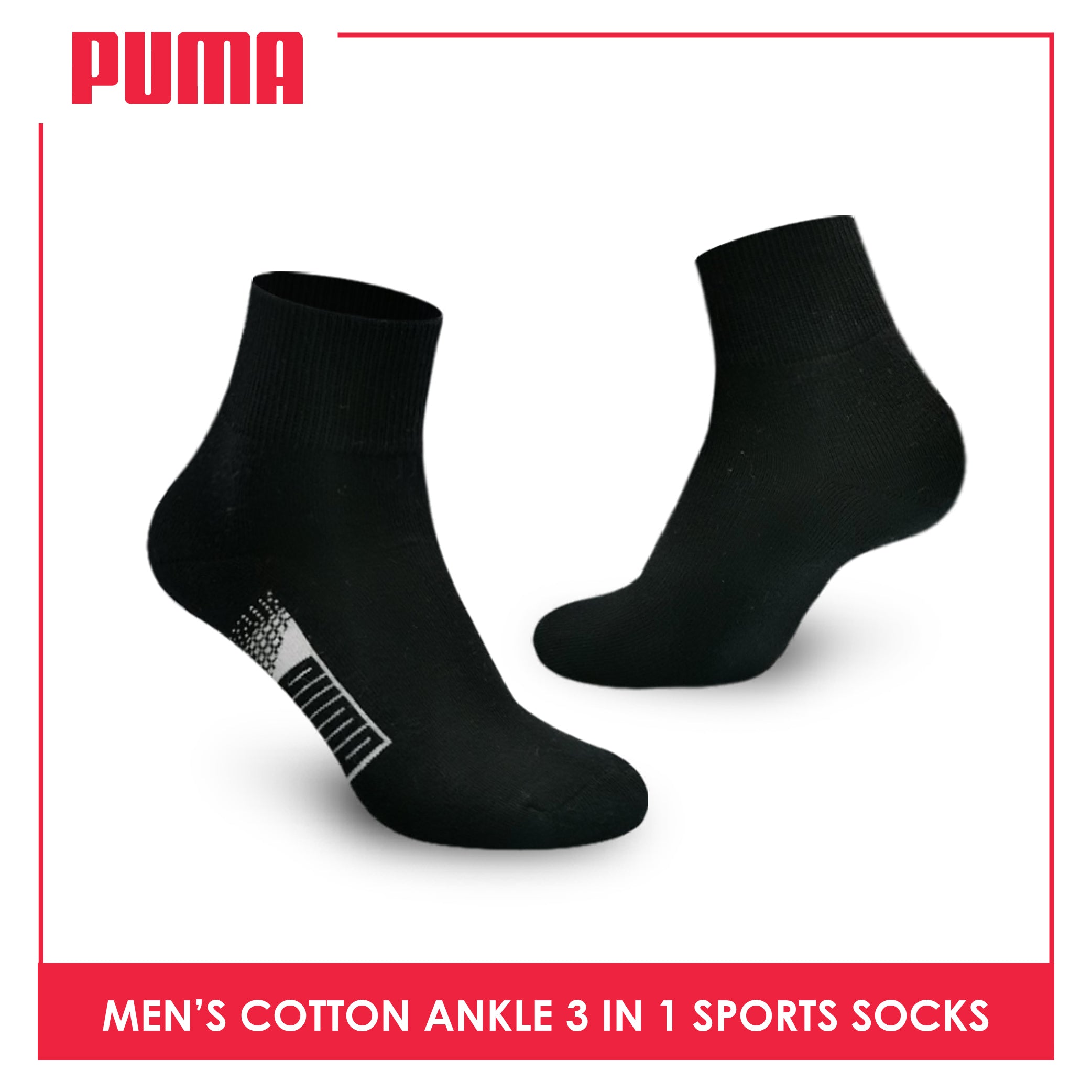 Puma Men's Cotton Thick Sports Ankle Socks 3 pairs in a pack PMSKG9