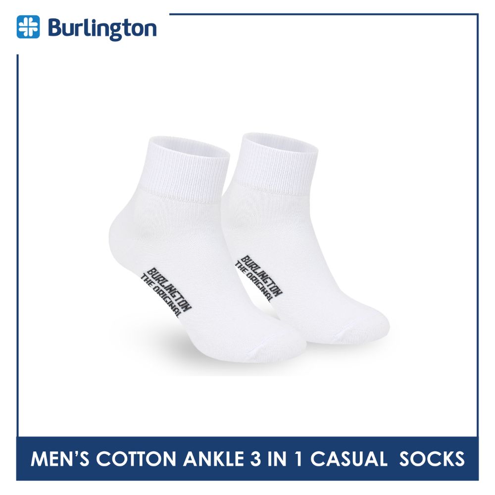 Burlington Men's Cotton Lite Thin Casual Ankle Socks 3 pairs in a pack 142