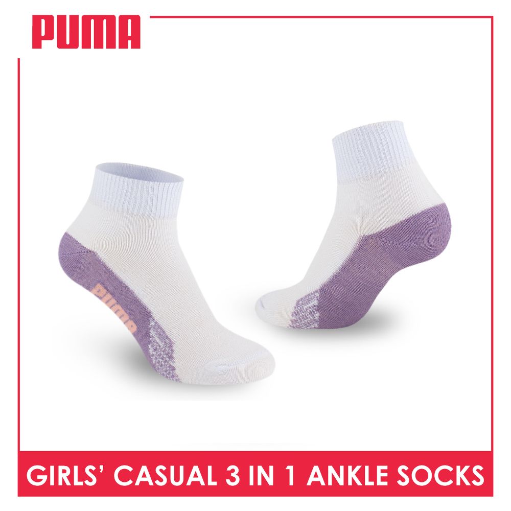 Puma Girls’ Cotton Lite Thin Casual Ankle Socks 3 pairs in a pack PGCKG22