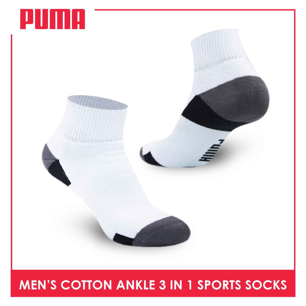 Puma Men's Cotton Thick Sports Ankle Socks 3 pairs in a pack PMSKG6