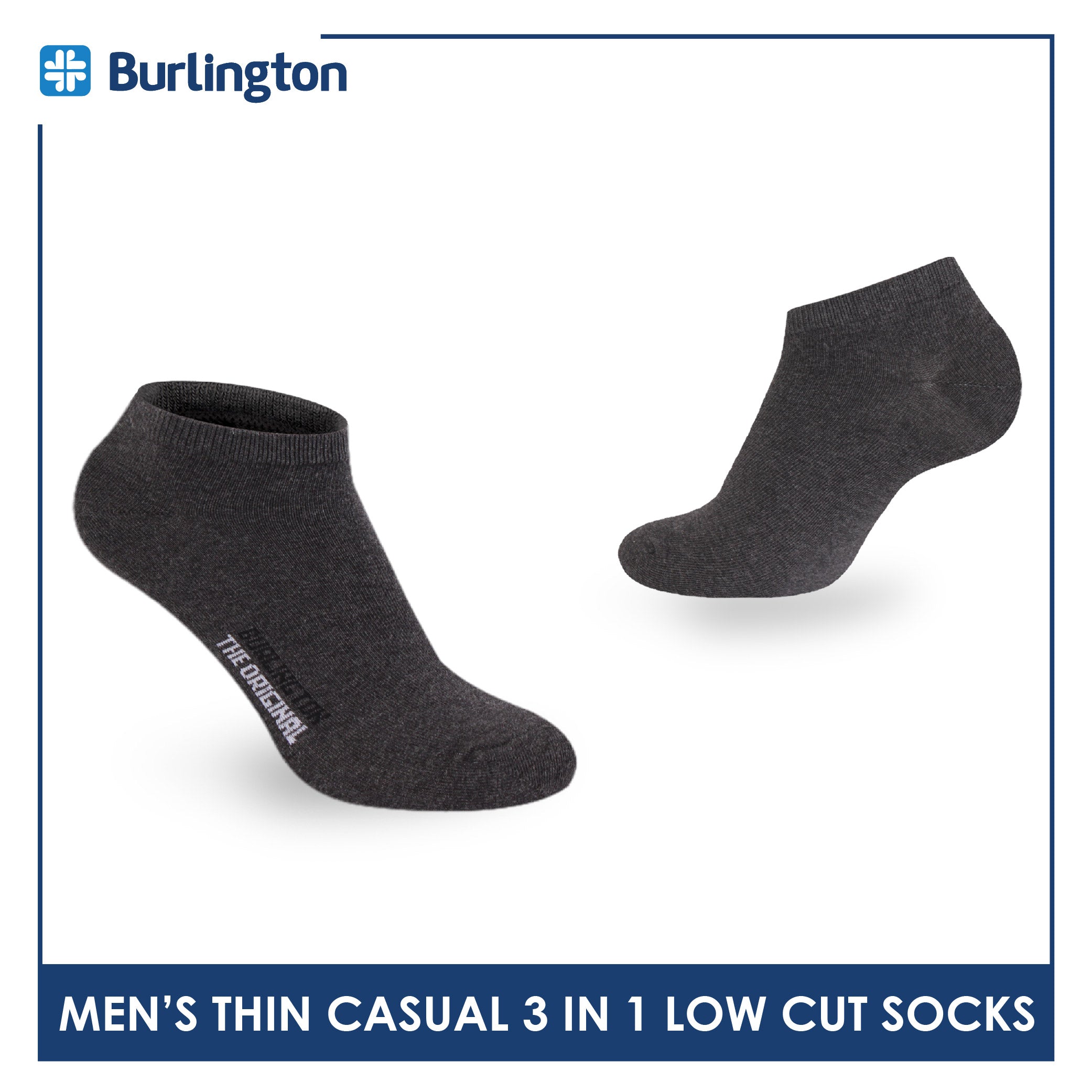Burlington Men's Cotton Lite Thin Casual Low Cut Socks 3 pairs in a pack 140