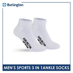 Burlington Men's Thick Sports Heavy Ankle socks 3 pairs in 1 pack 0222H