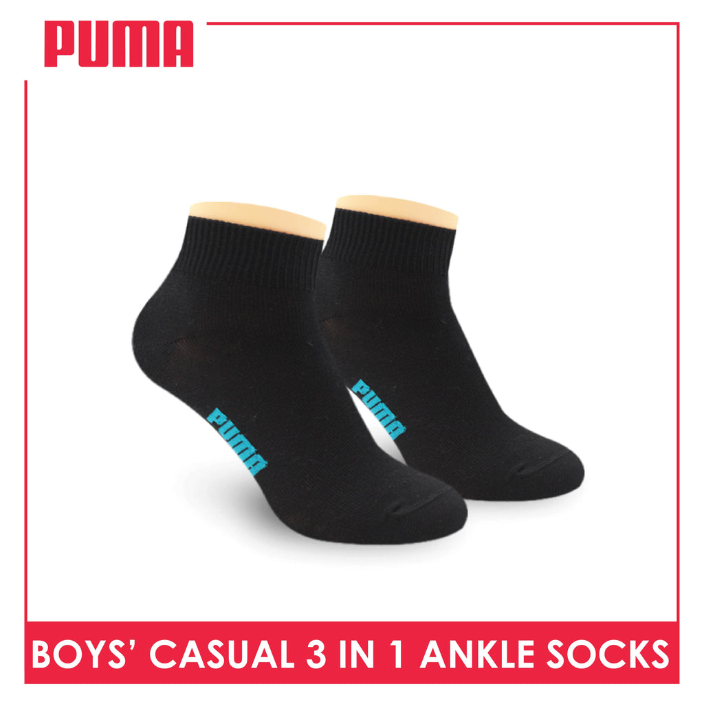Puma Boys’ Cotton Thin Casual Ankle Socks 3 pairs in a pack PBCKG24