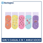 Burlington Girls’ Cotton Thin Casual Ankle Socks 5 pairs in 1 pack BGCKG2F