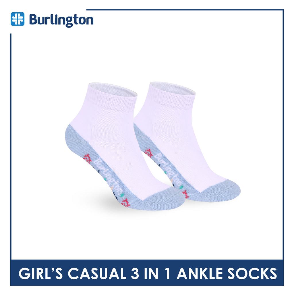 Burlington Girls’ Cotton Casual Ankle Socks 3 pairs in 1 pack BGCKG70