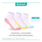 Biofresh Girls’ Antimicrobial Cotton Thin Casual Ankle Socks 3 pairs in 1 pack RGCKG72