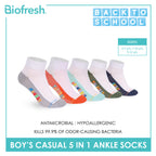 Biofresh Boys’ Antimicrobial Cotton Thin Casual Ankle Socks 5 pairs in 1 pack RBCKG2F