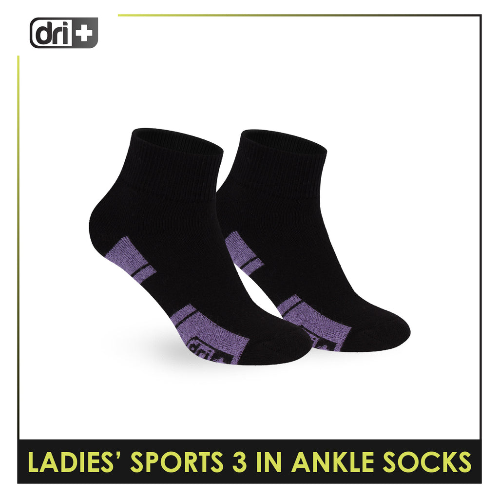 Dri Plus Ladies' Thick Sports Ankle Socks 3 pairs in 1 pack DLSKG19