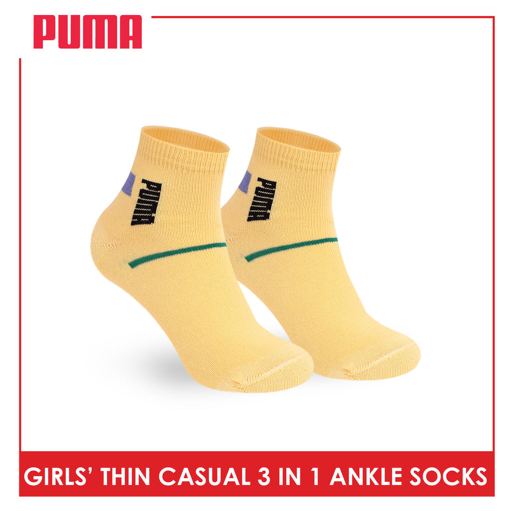 Puma Girl's Cotton Thin Casual Ankle Socks 3 pairs in 1 pack PGCG611