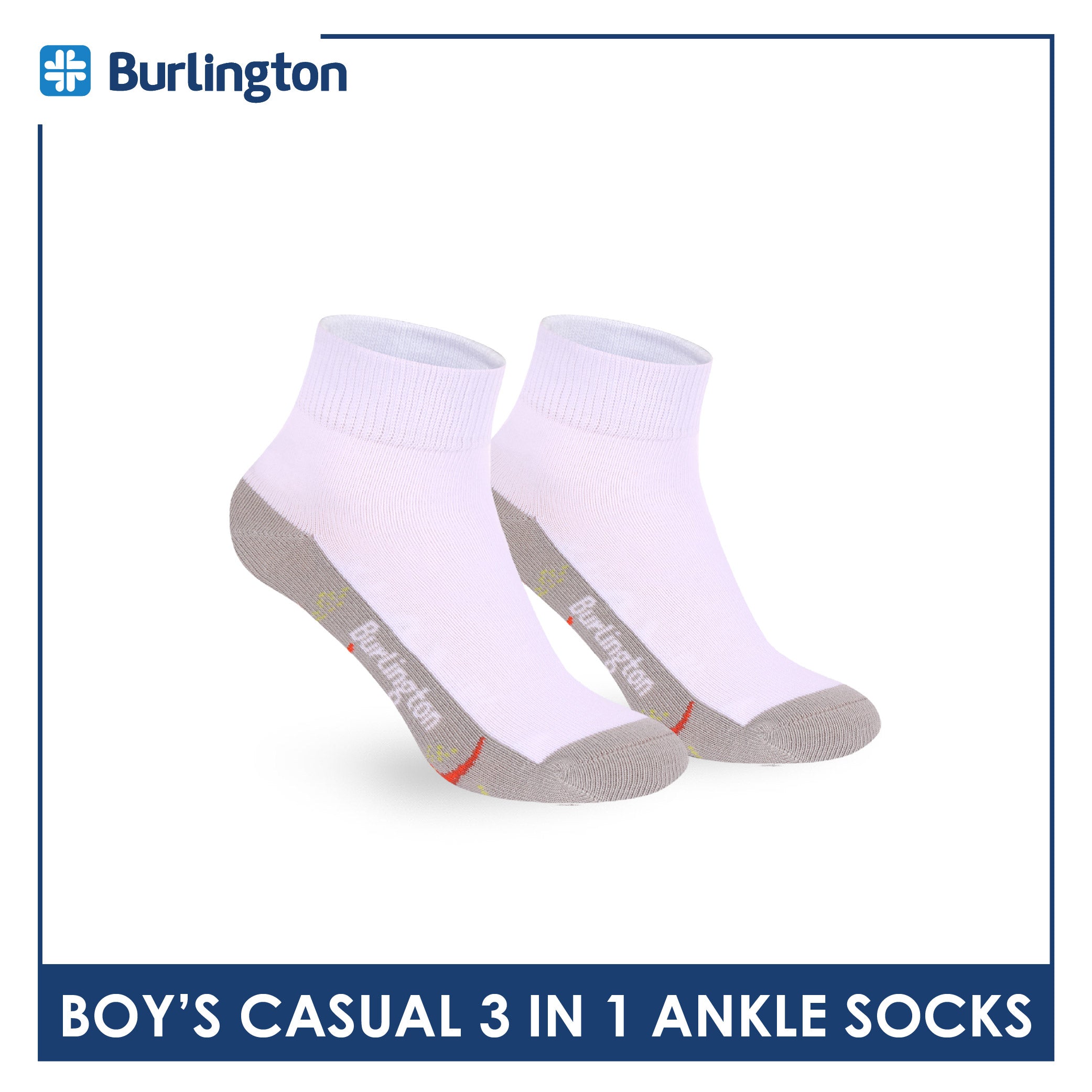 Burlington Boys’ Cotton Casual Ankle Socks 3 pairs in 1 pack BBCKG81