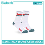 Biofresh Runfresh Men's Antimicrobial Cotton Embroidered Thick Sports Crew Socks 1 pair RRMSE632