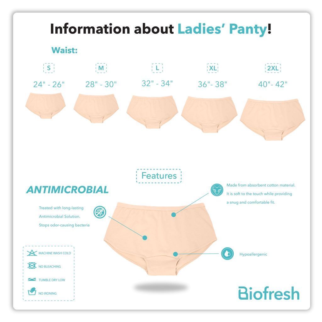 Biofresh Ladies' Antimicrobial Cotton Stretch Full Panty 3 pieces in a pack ULPRG621