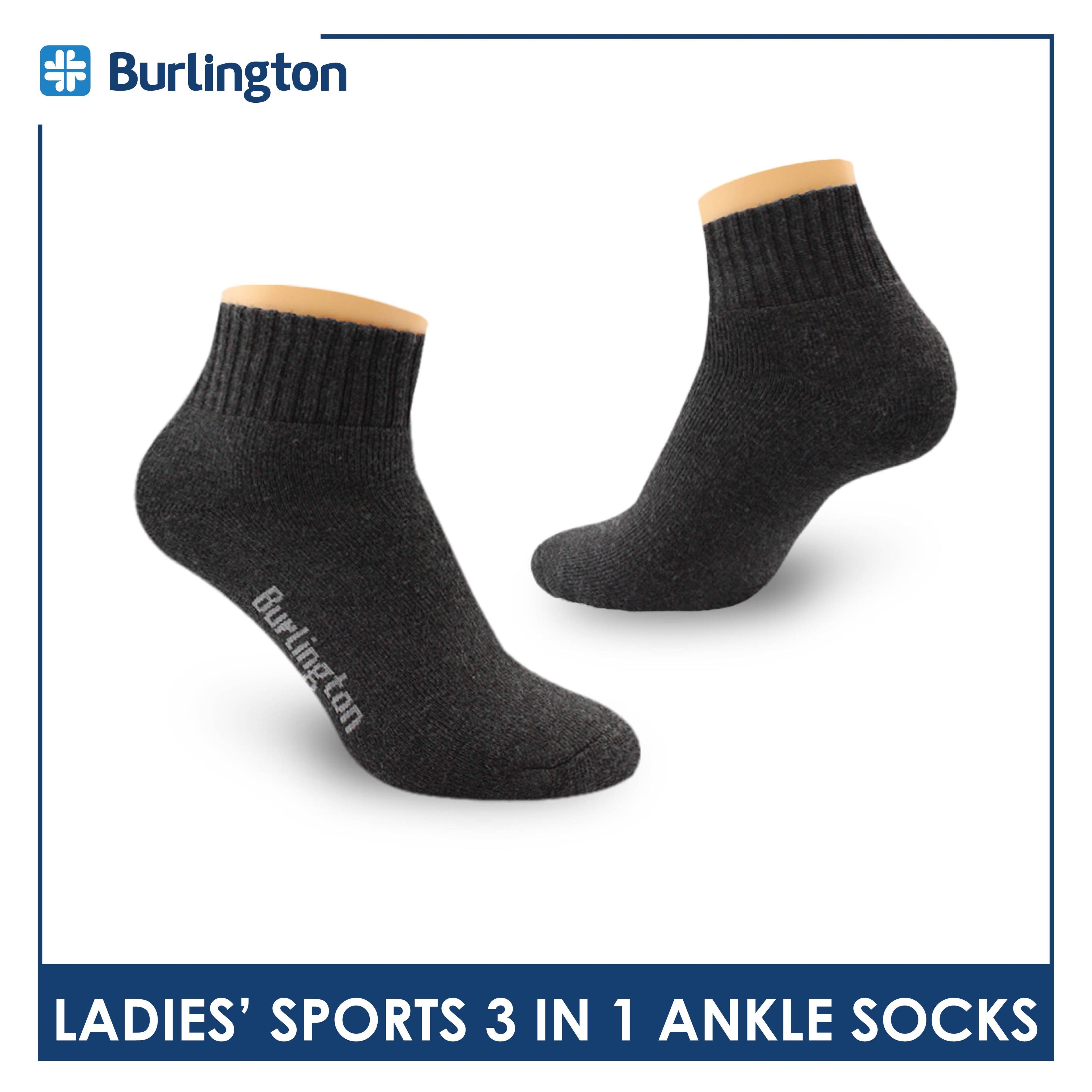 Burlington Ladies' Cotton Ankle Lite Thick Sports Socks 3 pairs in 1 pack 6222