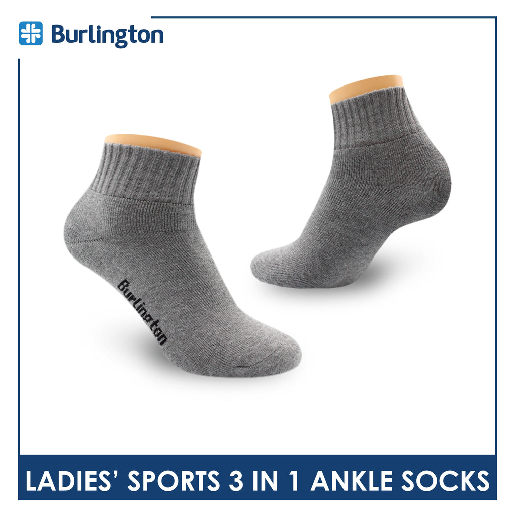 Burlington Ladies' Cotton Ankle Lite Thick Sports Socks 3 pairs in 1 pack 6222