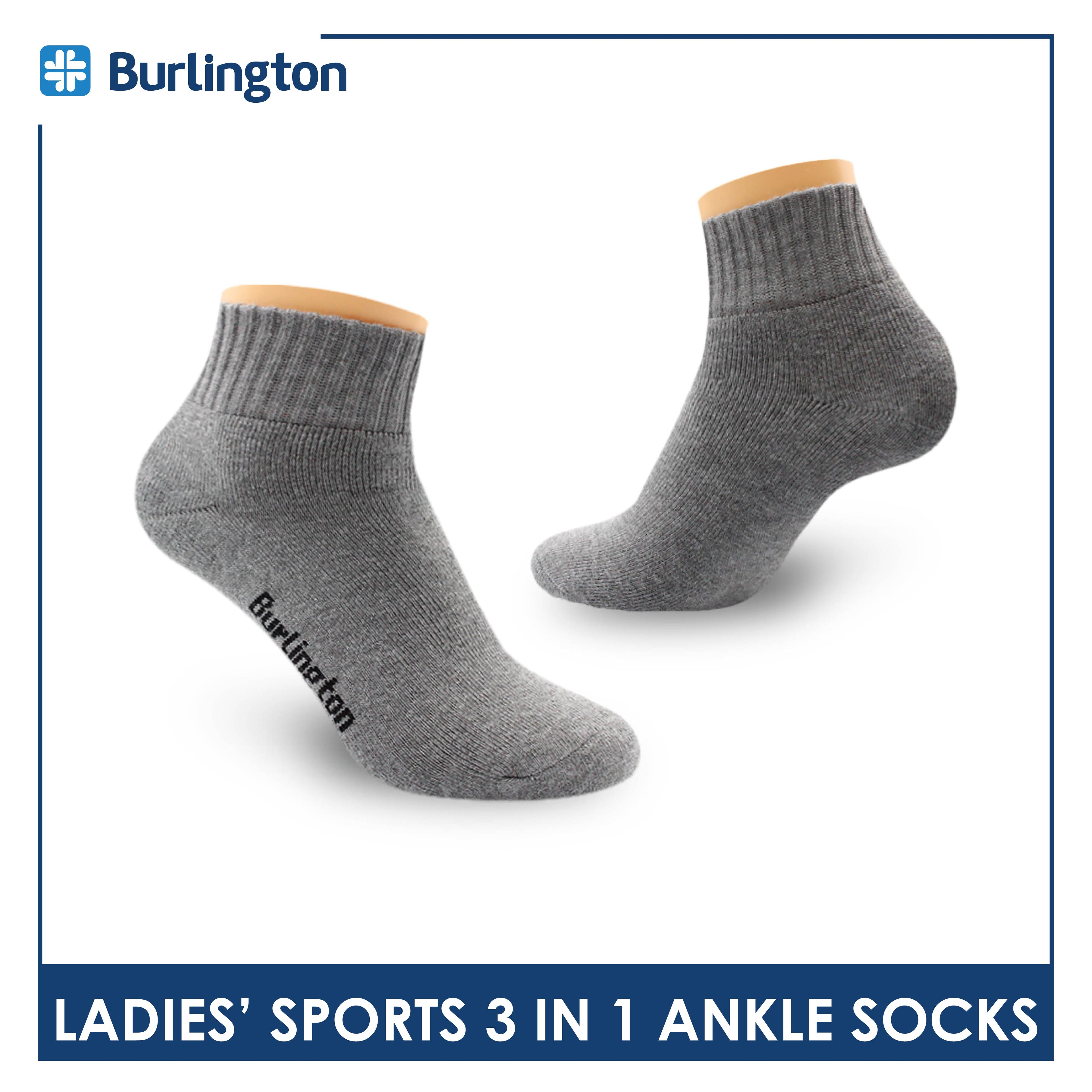 Burlington Ladies' Cotton Ankle Lite Thick Sports Socks 3 pairs in 1 pack 6222