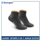 Burlington Ladies' Cotton Ankle Lite Thick Sports Socks 3 pairs in 1 pack 6222
