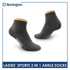 Burlington Ladies' Cotton Ankle Lite Thick Sports Socks 3 pairs in 1 pack 6222