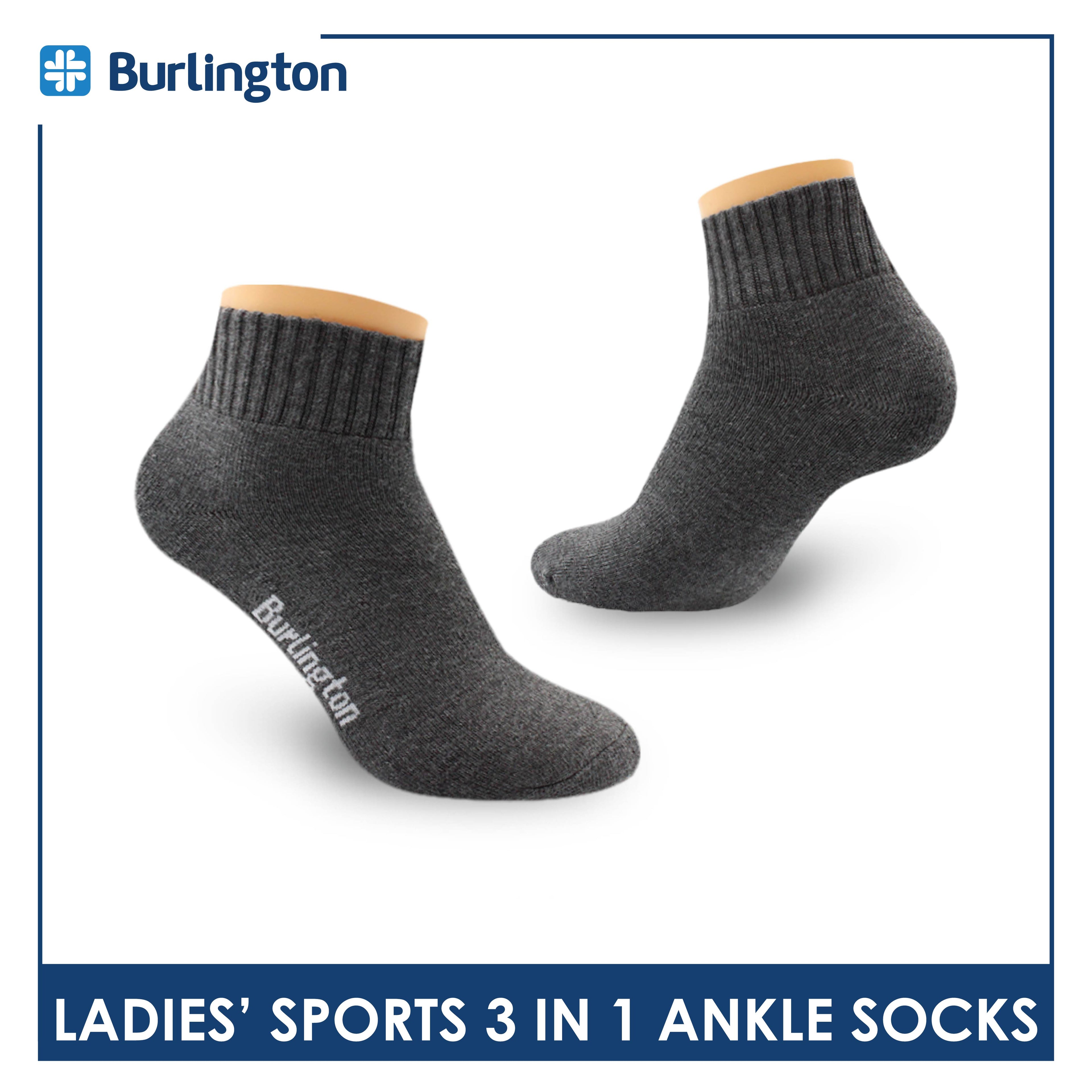 Burlington Ladies' Cotton Ankle Lite Thick Sports Socks 3 pairs in 1 pack 6222