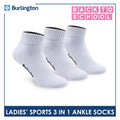 Burlington Ladies' Cotton Ankle Lite Thick Sports Socks 3 pairs in 1 pack 6222