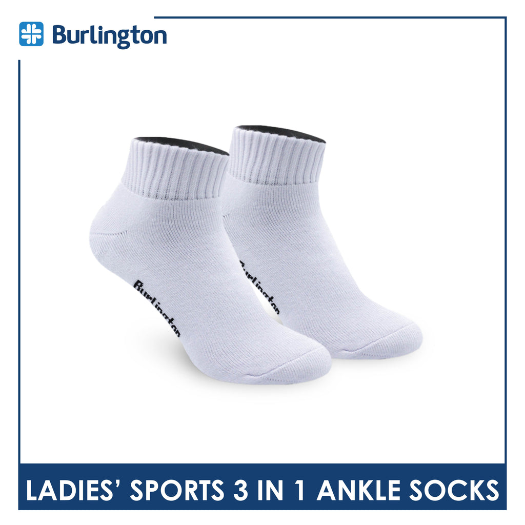 Burlington Ladies' Cotton Ankle Lite Thick Sports Socks 3 pairs in 1 pack 6222