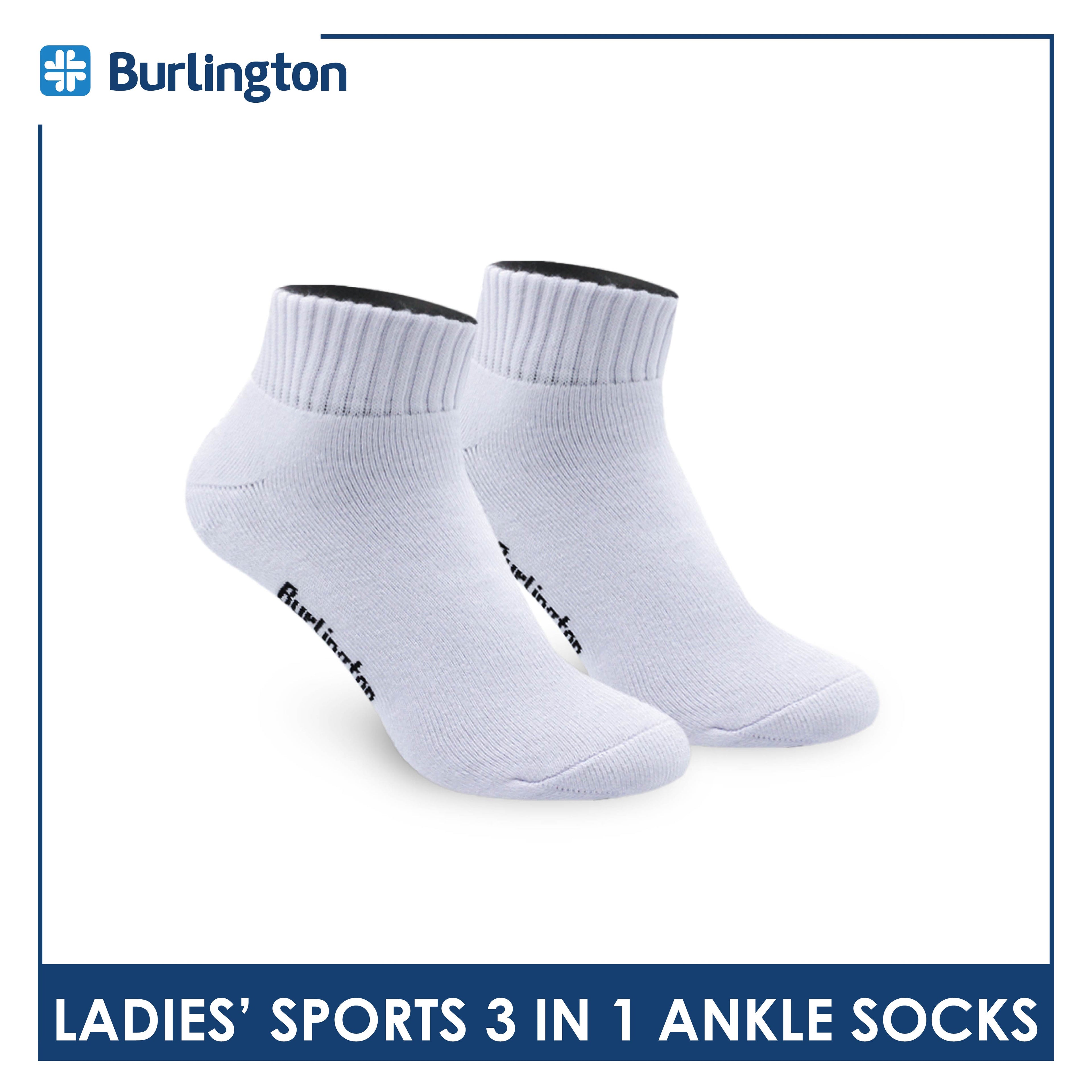 Burlington Ladies' Cotton Ankle Lite Thick Sports Socks 3 pairs in 1 pack 6222